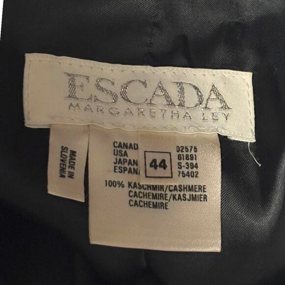Vintage ESCADA Margaretha Ley 100% Cashmere Black Gold Button Coat Size 14 - Picture 3 of 12
